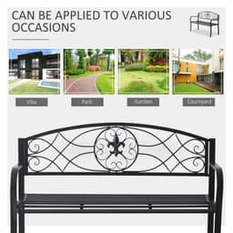 image-Outsunny Metal Frame Bench, 128Lx50Wx91H cm-Black