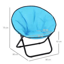 image-Folding Saucer Moon Chair, 80Lx80Wx75H cm, Metal Frame, 600D Oxford Cloth-Blue