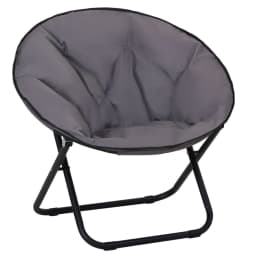 image-Folding Saucer Moon Chair, 80Lx80Wx75H cm, Metal Frame, 600D Oxford Cloth-Grey