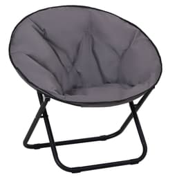 image-Folding Saucer Moon Chair, 80Lx80Wx75H cm, Metal Frame, 600D Oxford Cloth-Grey