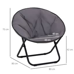 image-Folding Saucer Moon Chair, 80Lx80Wx75H cm, Metal Frame, 600D Oxford Cloth-Grey