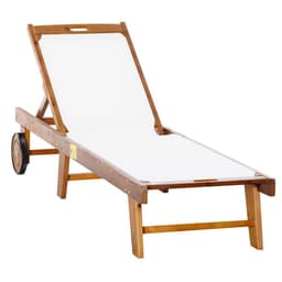 image-Outsunny Texteline Sun Lounger, 98L cm, Acacia Wood