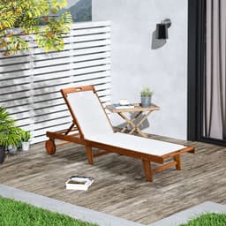 image-Outsunny Texteline Sun Lounger, 98L cm, Acacia Wood