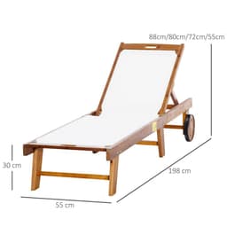 image-Outsunny Texteline Sun Lounger, 98L cm, Acacia Wood