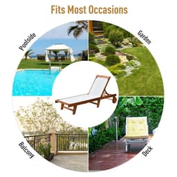 image-Outsunny Texteline Sun Lounger, 98L cm, Acacia Wood