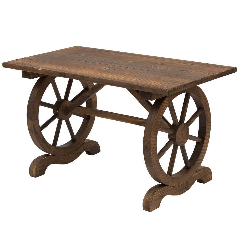 image-Garden Coffee Table Patio Display Desk Natural Fir Wood Water-Resistant Dining
