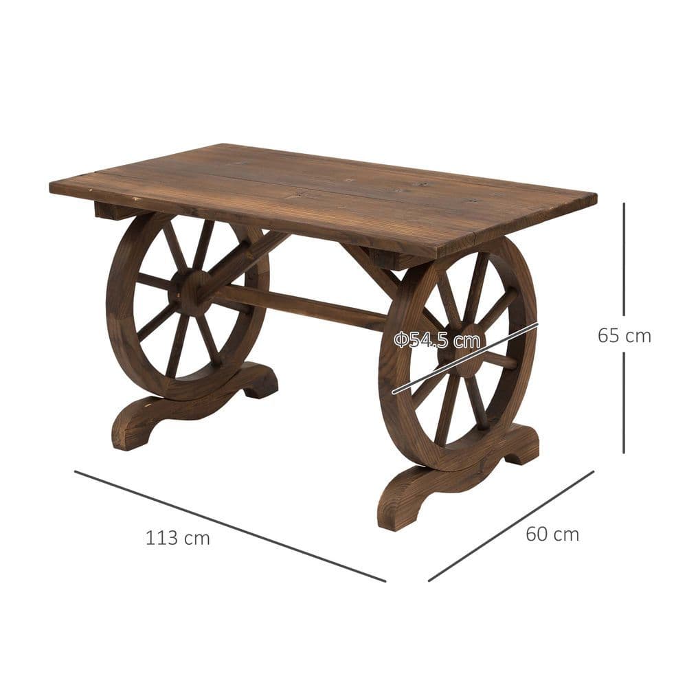 image-Garden Coffee Table Patio Display Desk Natural Fir Wood Water-Resistant Dining