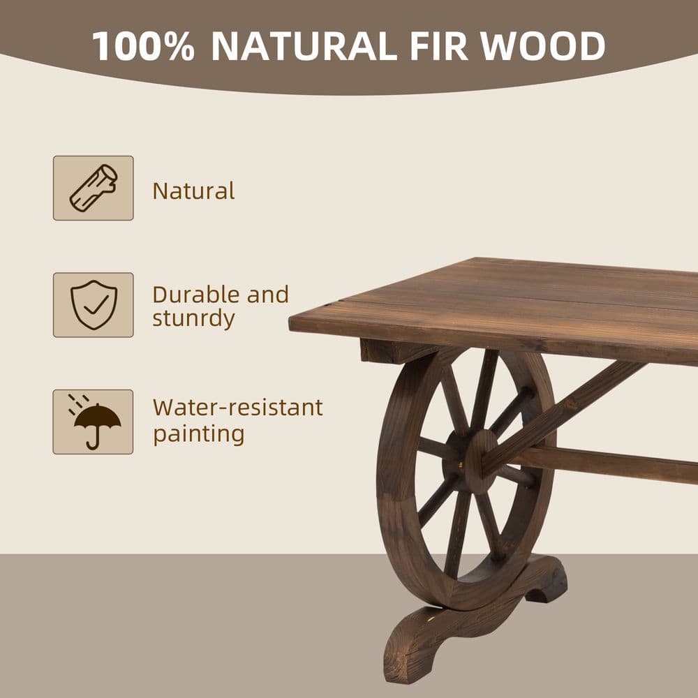 image-Garden Coffee Table Patio Display Desk Natural Fir Wood Water-Resistant Dining