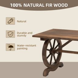 image-Garden Coffee Table Patio Display Desk Natural Fir Wood Water-Resistant Dining