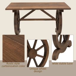image-Garden Coffee Table Patio Display Desk Natural Fir Wood Water-Resistant Dining