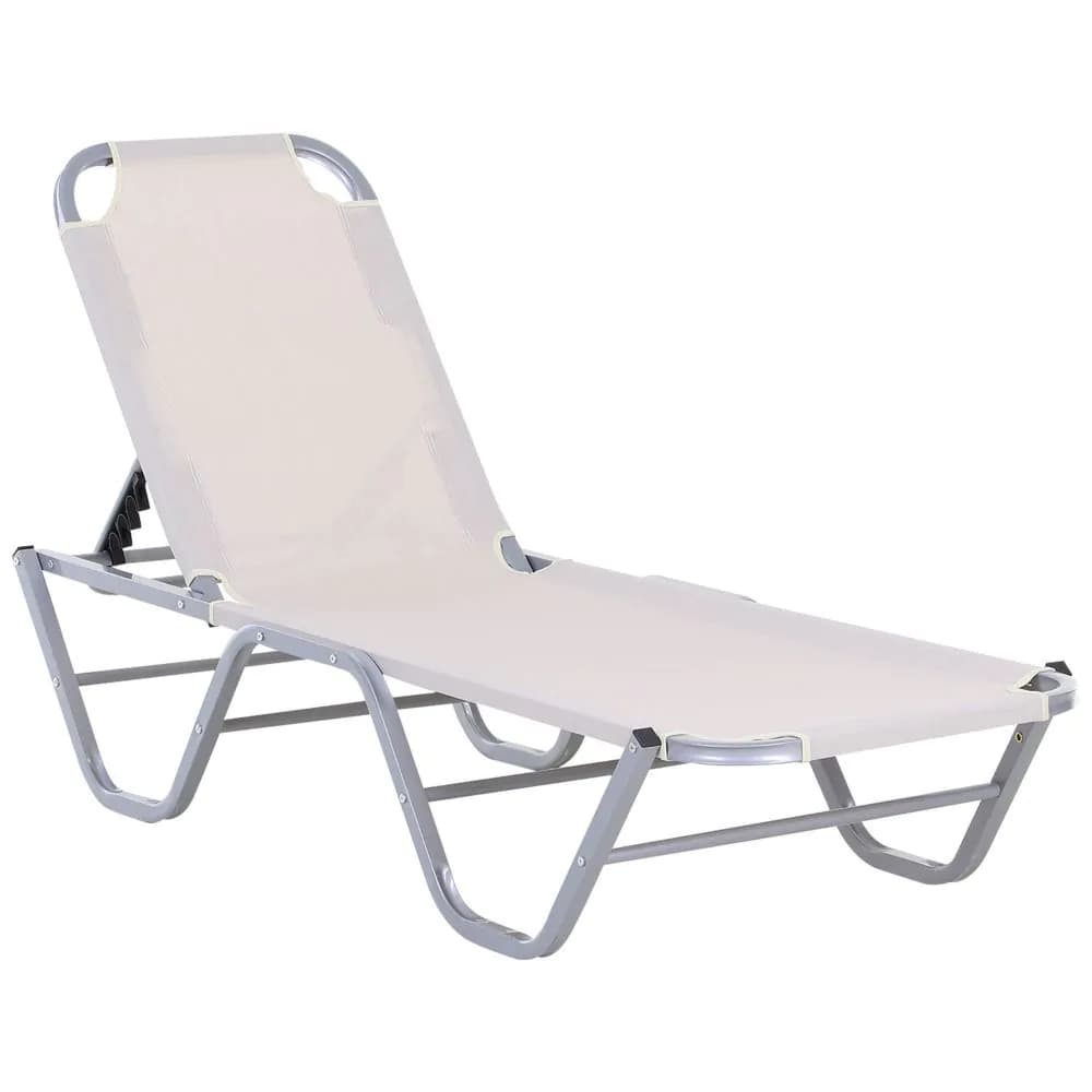 image-Sun Lounger Relaxer Recliner with 5-Position Adjustable Backrest Lightweight