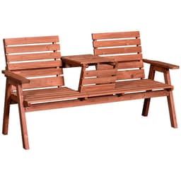 image-Outsunny Fir Wood Convertible 2 to 3 Seater Outdoor Garden Bench Wood Tone