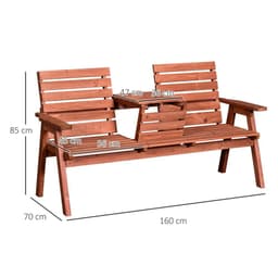 image-Outsunny Fir Wood Convertible 2 to 3 Seater Outdoor Garden Bench Wood Tone