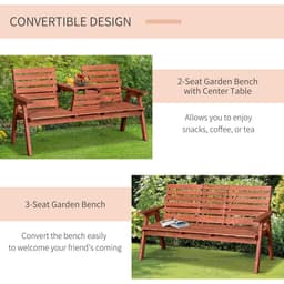 image-Outsunny Fir Wood Convertible 2 to 3 Seater Outdoor Garden Bench Wood Tone