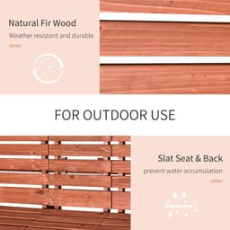 image-Outsunny Fir Wood Convertible 2 to 3 Seater Outdoor Garden Bench Wood Tone