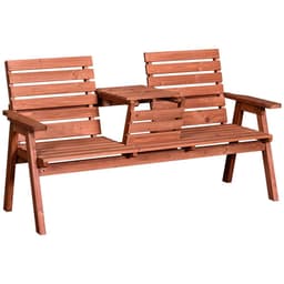 image-Outsunny Fir Wood Convertible 2 to 3 Seater Outdoor Garden Bench Wood Tone