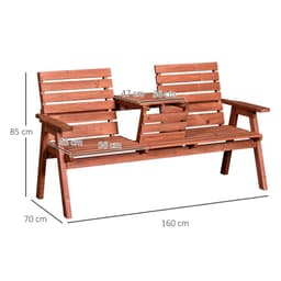 image-Outsunny Fir Wood Convertible 2 to 3 Seater Outdoor Garden Bench Wood Tone