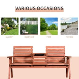image-Outsunny Fir Wood Convertible 2 to 3 Seater Outdoor Garden Bench Wood Tone