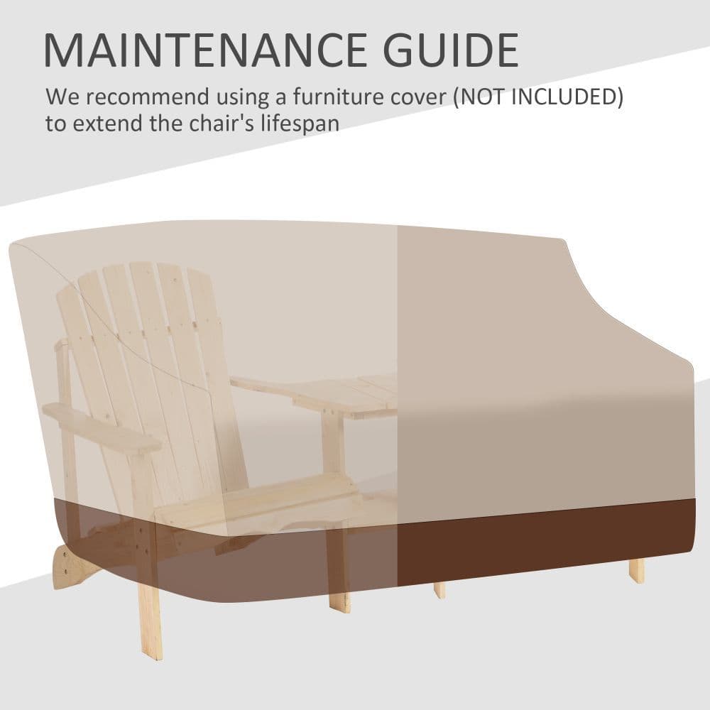 image-Wooden Double Adirondack Chairs Loveseat & Center Table & Umbrella Hole, Natural