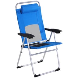 image-Metal Frame 3-Position Adjustable Outdoor Garden Chair w/ Headrest Blue