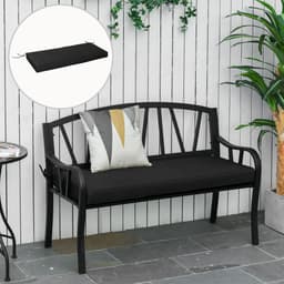 image-Garden Bench Cushion 2 Seater Seat Pad , Black