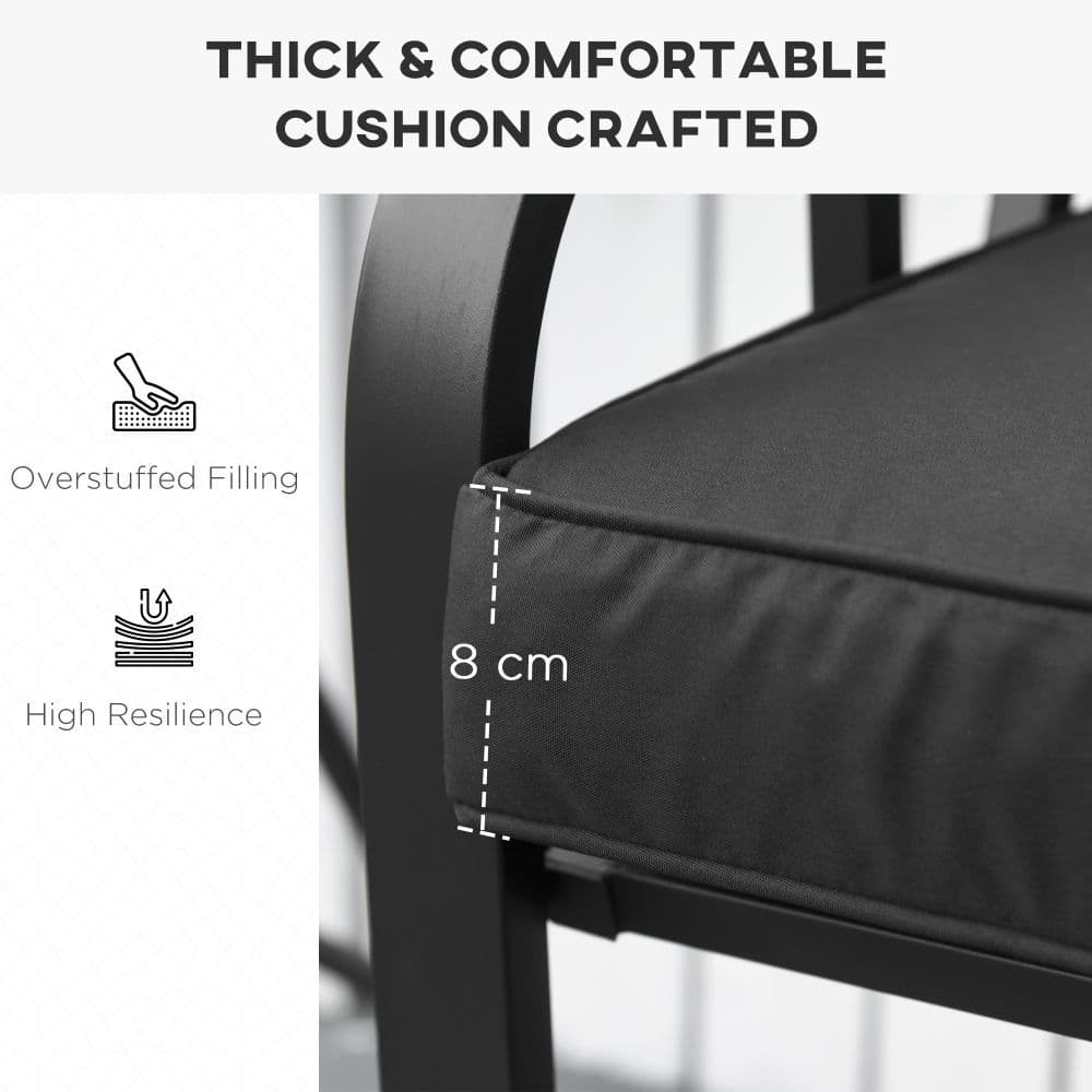 image-Garden Bench Cushion 2 Seater Seat Pad , Black