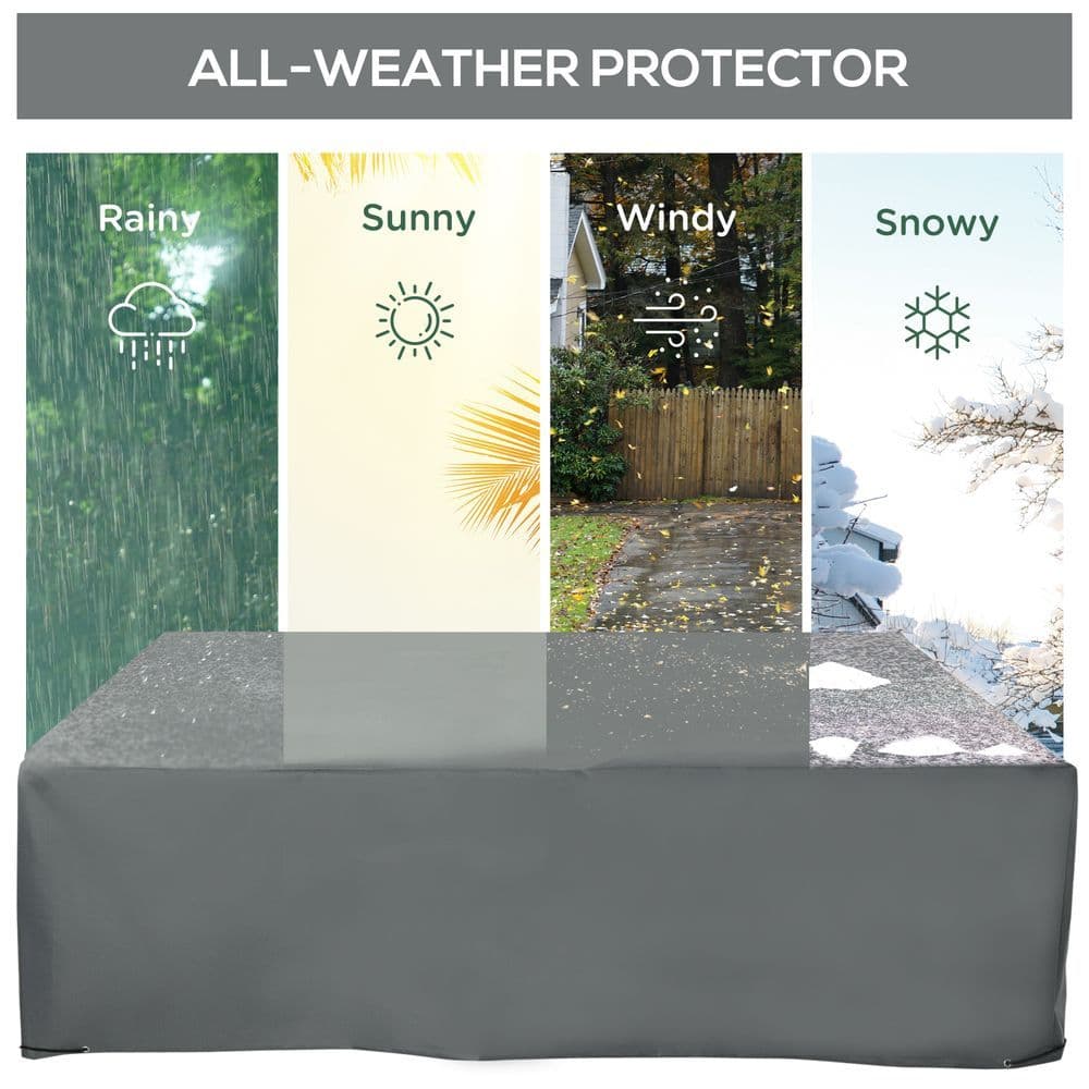 image-205x192cm Garden Furniture Cover Water UV Resistant Oxford Fabric Grey