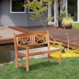image-2-Seater Wooden Garden Bench Outdoor Patio Loveseat Natural