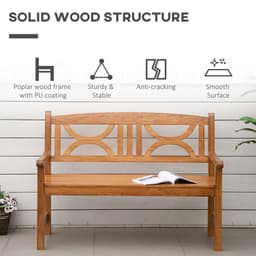 image-2-Seater Wooden Garden Bench Outdoor Patio Loveseat Natural