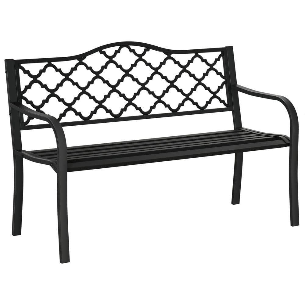 image-2-Seater Outdoor Garden Bench Antique Steel Armrest,