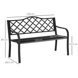 image-2-Seater Outdoor Garden Bench Antique Steel Armrest,