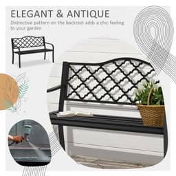 image-2-Seater Outdoor Garden Bench Antique Steel Armrest,