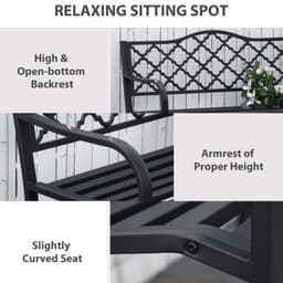 image-2-Seater Outdoor Garden Bench Antique Steel Armrest,