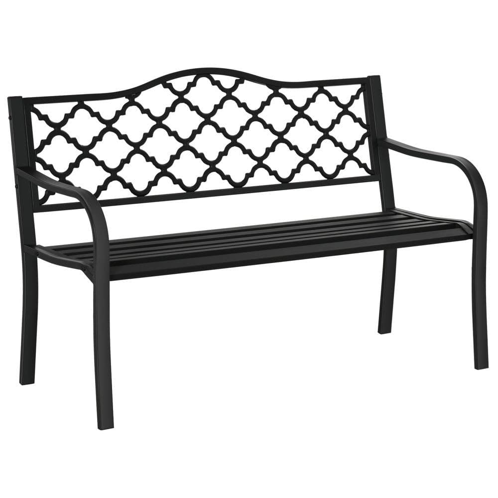 image-2-Seater Outdoor Garden Bench Antique Steel Armrest,
