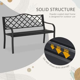 image-2-Seater Outdoor Garden Bench Antique Steel Armrest,