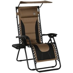 image-Zero Gravity Lounger Chair, Reclining Patio Chair Shade Cover, Brown