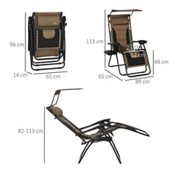image-Zero Gravity Lounger Chair, Reclining Patio Chair Shade Cover, Brown