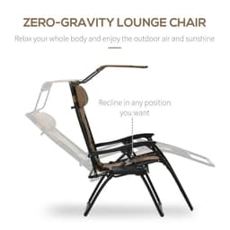 image-Zero Gravity Lounger Chair, Reclining Patio Chair Shade Cover, Brown