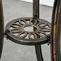 image-3Pc Cast Aluminium Garden Bistro Set for 2 Parasol Hole, Cushions Bronze