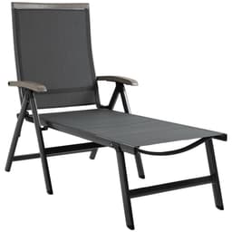 image-Folding Sun Lounger, Adjustable Chaise Lounge Chair Aluminium Frame Grey
