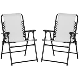 image-Set of 2 Patio Folding Dining Chair Set Garden Outdoor Cream White
