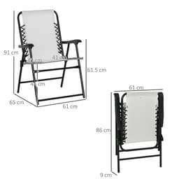 image-Set of 2 Patio Folding Dining Chair Set Garden Outdoor Cream White