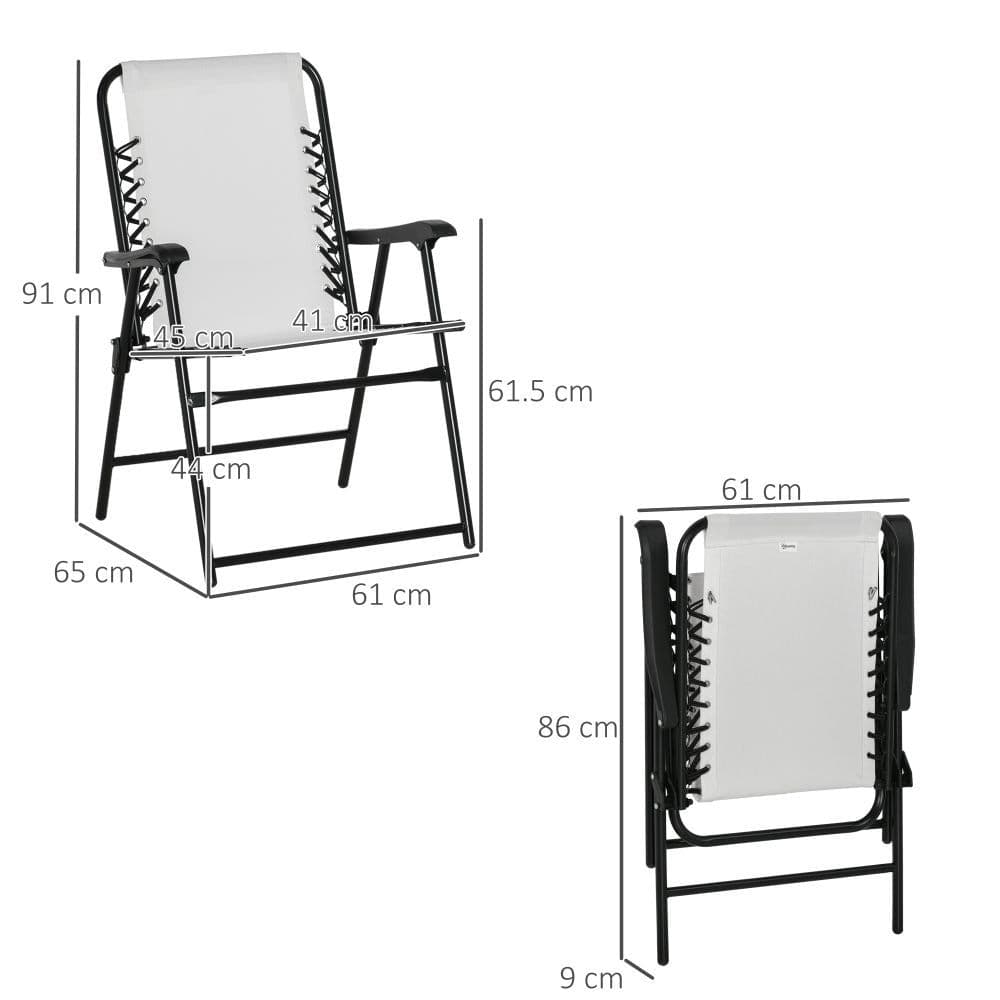 image-Set of 2 Patio Folding Dining Chair Set Garden Outdoor Cream White