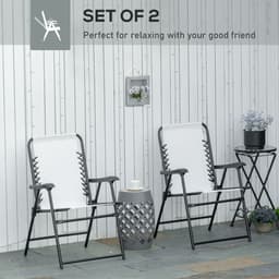 image-Set of 2 Patio Folding Dining Chair Set Garden Outdoor Cream White