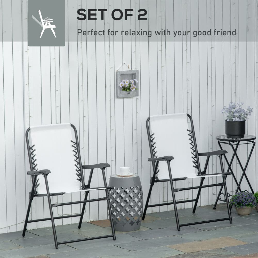 image-Set of 2 Patio Folding Dining Chair Set Garden Outdoor Cream White