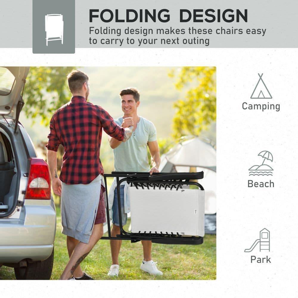 image-Set of 2 Patio Folding Dining Chair Set Garden Outdoor Cream White