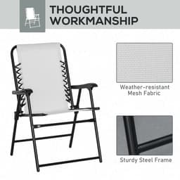 image-Set of 2 Patio Folding Dining Chair Set Garden Outdoor Cream White