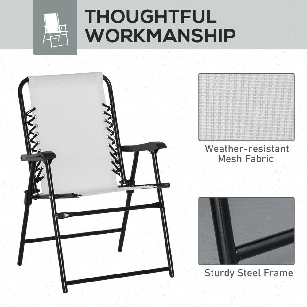 image-Set of 2 Patio Folding Dining Chair Set Garden Outdoor Cream White