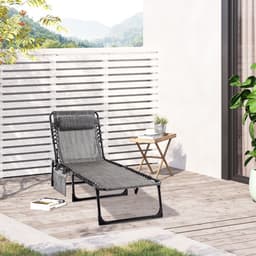 image-Portable Sun Lounger, Folding Camping Adjustable , Pillow Grey