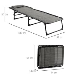 image-Portable Sun Lounger, Folding Camping Adjustable , Pillow Grey